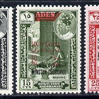 Aden - Qu'aiti 1966 Churchill set of 3 with black opts (Mi 65-67sA) unmounted mint