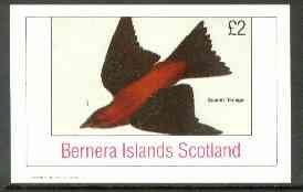 Bernera 1982 Scarlet Tanager imperf deluxe sheet (£2 value) unmounted mint
