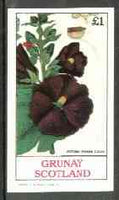 Grunay 1982 Flowers #04 (Althaea Rosea) imperf souvenir sheet (£1 value) unmounted mint