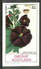 Grunay 1982 Flowers #04 (Althaea Rosea) imperf souvenir sheet (£1 value) unmounted mint