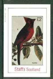 Staffa 1982 Cardinal Bird imperf deluxe sheet (£2 value)