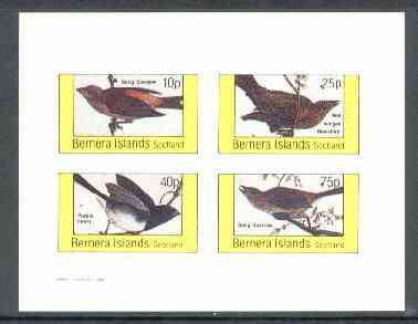 Bernera 1982 Birds #24 (Sparrows, Blackbird & Finch) imperf,set of 4 values (10p to 75p) unmounted mint