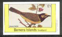 Bernera 1982 Hooded Warbler imperf souvenir sheet (£1 value) unmounted mint