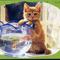 Telephone Card - Japan 105 units phone card showing Kitten with Goldfish Bowl (card dated 1.8.1992)