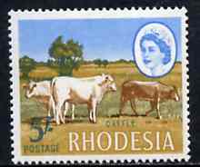 Rhodesia 1966-69 Cattle 5s (Litho printing) from def set unmounted mint, SG 405
