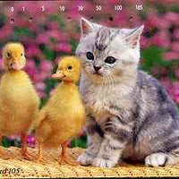 Telephone Card - Japan 105 units phone card showing Kitten with two chicks (card 111-055)