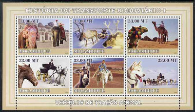 Mozambique 2009 History of Transport - Road Transport #01 perf sheetlet containing 6 values unmounted mint