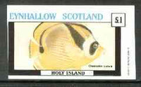 Eynhallow 1982 Fish #06 (Chaetodon lunula) imperf souvenir sheet (£1 value) unmounted mint