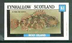 Eynhallow 1982 Fish #07 (Cirrhites marmoratus) imperf souvenir sheet (£1 value) unmounted mint