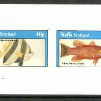 Staffa 1982 Fish #11 (Heniochus & Pikea aurora) imperf,set of 2 values (40p & 60p) unmounted mint