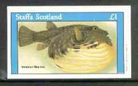 Staffa 1982 Fish #11 (Tetraodon hispidus) imperf souvenir sheet (£1 value),unmounted mint