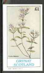 Grunay 1982 Flowers #05 (Cunila mariana) imperf souvenir sheet (£1 value) unmounted mint
