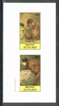Grunay 1982 Mammals (Water Vole & Weasel, incorrectly inscribed Badger) imperf set of 2 unmounted mint