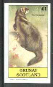 Grunay 1982 Mammals (Pine Marten) imperf souvenir sheet (£1 value) unmounted mint