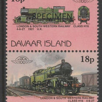 Davaar Island 1983 Locomotives #1 L&SW Class H16 4-6-2T loco 18p perf se-tenant pair overprinted SPECIMEN unmounted mint