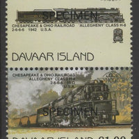 Davaar Island 1983 Locomotives #1 Chesapeake & Ohio Class H8 2-6-6-6 loco £1 perf se-tenant pair overprinted SPECIMEN unmounted mint