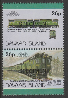 Davaar Island 1983 Locomotives #1 Canadian National Class V1-a loco No.9000 26p perf se-tenant pair overprinted SPECIMEN unmounted mint