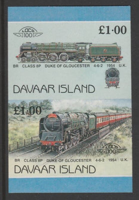 Davaar Island 1983 Locomotives #2 Duke of Gloucester 4-6-2 loco £1 imperf se-tenant pair unmounted mint