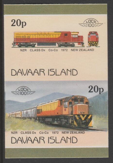Davaar Island 1983 Locomotives #2 NZR Class Dx Co-Co loco 20p imperf se-tenant pair unmounted mint