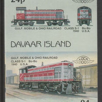 Davaar Island 1983 Locomotives #2 Gulf, Mobile & Ohio Class S-1 loco 24p imperf se-tenant pair unmounted mint