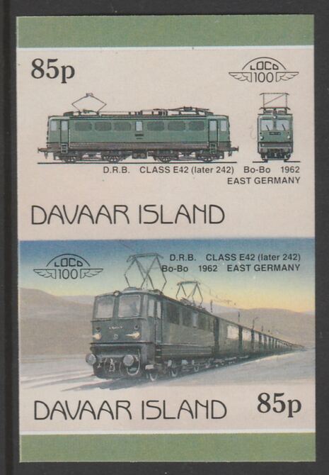 Davaar Island 1983 Locomotives #2 DRB Class E42 Bo-Bo loco 85p imperf se-tenant pair unmounted mint