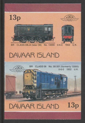 Davaar Island 1983 Locomotives #2 BR Class DEJ4 0-6-0 shunter 13p imperf se-tenant pair unmounted mint