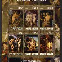 Malawi 2010 Art - Flemish Painters - Rubens perf sheetlet containing 6 values fine cto used