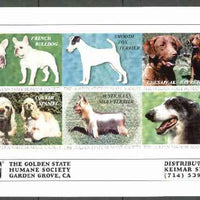 Cinderella - California Dogs sheetlet #01 containing 6 labels of Dogs produced by Golden State Humane Society unmounted mint