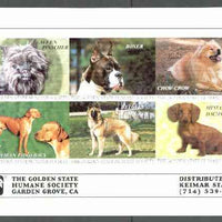 Cinderella - California Dogs sheetlet #02 containing 6 labels of Dogs produced by Golden State Humane Society