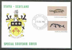 Staffa 1982 Prehistoric Marine Life (Placodus) imperf set of 2 values on cover with first day cancel