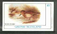 Grunay 1982 Birds #04 (Sandpiper) imperf souvenir sheet (£1 value) unmounted mint