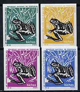 Match Box Labels - Frog from Portuguese Wildlife set with 4 diff background colours, fine unused condition (4 labels)