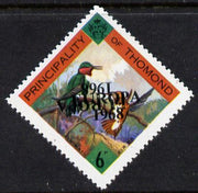 Thomond 1968 Humming Birds 6d (Diamond-shaped) with 'Europa 1968' overprint doubled, one inverted, unmounted mint