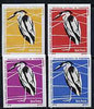 Match Box Labels - Heron from Portuguese Wildlife set with 4 diff background colours, fine unused condition (4 labels)