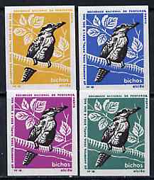 Match Box Labels - Kingfisher from Portuguese Wildlife set with 4 diff background colours, fine unused condition (4 labels)