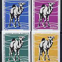 Match Box Labels - Camel from Portuguese Wildlife set with 4 diff background colours, fine unused condition (4 labels)