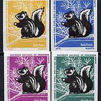Match Box Labels - Squirrel from Portuguese Wildlife set with 4 diff background colours, fine unused condition (4 labels)