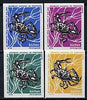 Match Box Labels - Crab from Portuguese Wildlife set with 4 diff background colours, fine unused condition (4 labels)