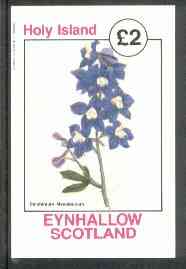 Eynhallow 1982 Flowers #16 (Delphinium mesoleucum) imperf deluxe sheet (£2 value) unmounted mint