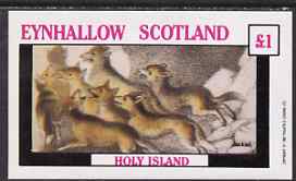 Eynhallow 1982 Animals #11 (Jackals) imperf souvenir sheet (£1 value) unmounted mint