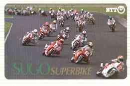 Telephone Card - Japan 50 units phone card showing Field of Riders inscribed Sugo Superbike (card number 410-280)