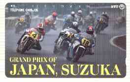 Telephone Card - Japan 105 units phone card showing Riders entering Left Hand Bend inscribed Grand Prix of Japan, Suzuka (card number 290-475)