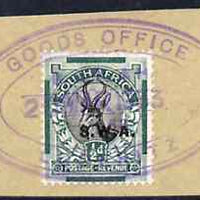 South West Africa - GOOD'S OFFICE/ LUDERITZ complete strike on 1/2d springbok on piece (Putzel R6)