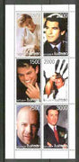Batum 1999 Film Stars sheetlet containing 6 values (Willis, Stallone, Brosnan, Dicaprio, Damon & Costner) unmounted mint