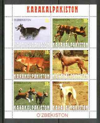 Karakalpakia Republic 1999 Dogs sheetlet containing 6 values,unmounted mint