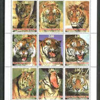 Karachaevo-Cherkesia Republic 1999 Tigers sheetlet containing 9 values unmounted mint