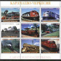 Karachaevo-Cherkesia Republic 1999 Railways of the World perf sheetlet containing 9 values unmounted mint