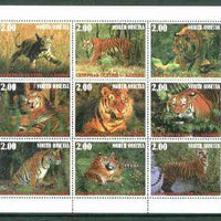 North Ossetia Republic 1999 Tigers perf sheetlet containing 9 values unmounted mint