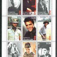 Tadjikistan 1999 Elvis Presley perf sheetlet containing set of 9 values unmounted mint