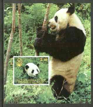 Touva 1999 Panda Bears imperf souvenir sheet #2 (with China 99 imprint) unmounted mint